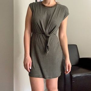 Green and White Striped T-Shirt Dress